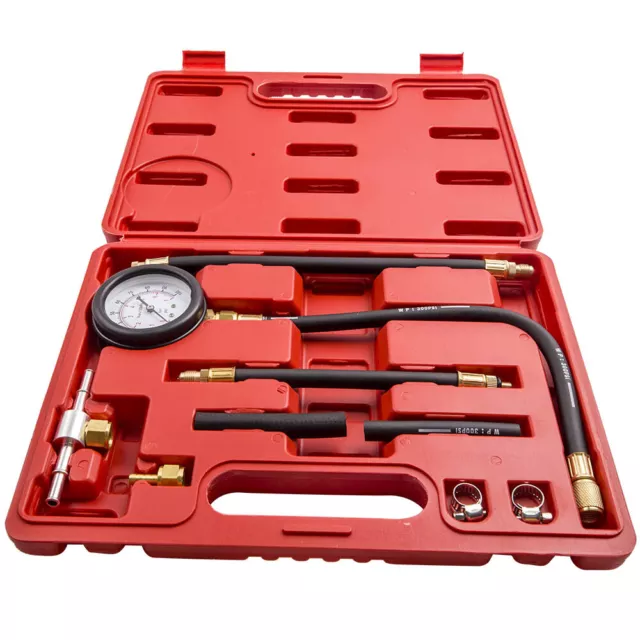 Oil Fuel Pump Pressure Meter Tester Tool  Gauge Diesel Petrol Car Garage Kit