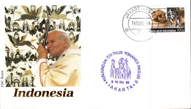 210- Fdc Vatican Visite Pape Jean Paul Ii   En  Indonesie