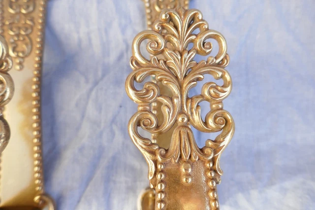 Vintage Pair Curtain Tie Back/Drape Overs Gilt Brass Italian Mid To Late Century 4