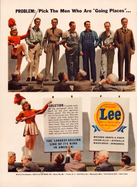 Print Ad Lee Men's Wear 1942 Shirts Pants Full Page Large Magazine 10.5"x13.5"