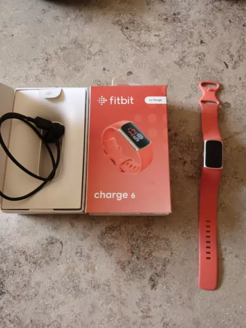 Fitbit Charge 6 Fitness Tracker GPS Bluetooth Heart Rate Smartwatch Coral Strap.