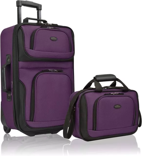U.S. Traveler 2 Piece Expandable Softside Luggage Set 21" Carry On Tote Bag