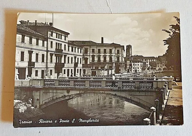 cartolina treviso riviera e ponte s.margherita formato grande 1953