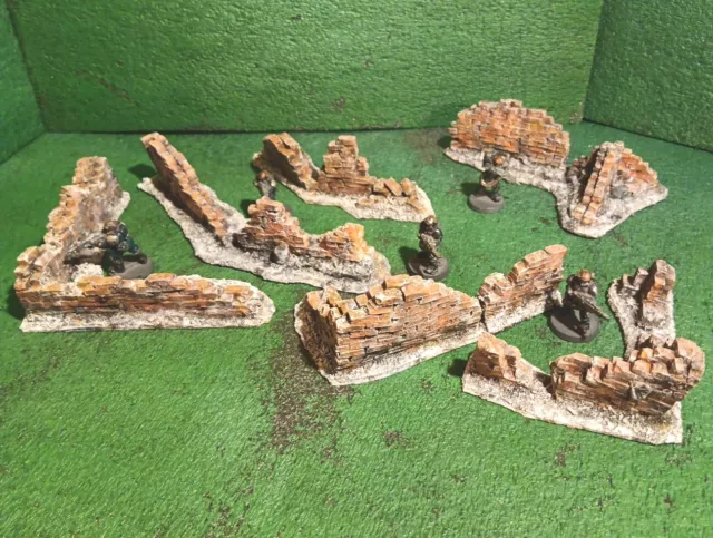 Wargames Gelände Landschaft Gebäude Ruinen X6 Warhammer 2. Weltkrieg 40K Bolt Action 28 mm