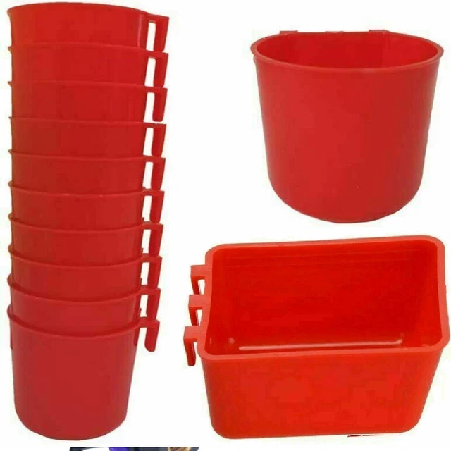 10pcs Hanging Water Feed Cage Cups Poultry Gamefowl Rabbit Chicken Bird Cage Cup