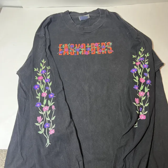 VTG RARE 90S Medium Faded Easy Riders Floral Long Sleeve T-Shirt Rock ...