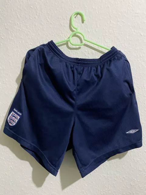 Umbro England Football Shorts Vintage 90’s Mens Navy Blue Shiny UK Large