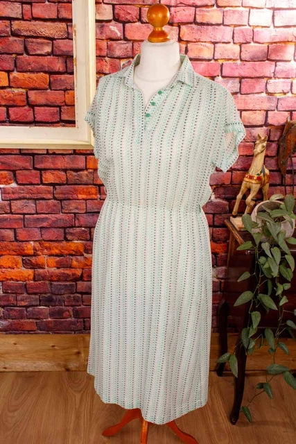 Robe D'été Vintage Années 60 Fleurie Bleu Et Blanc - Taille 44/46 - 100% Coton - Neuf Sans étiquette
