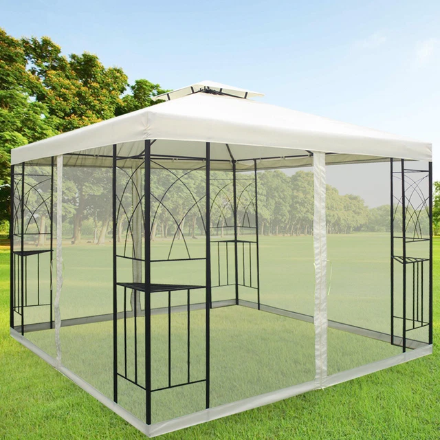 VINTAGE METAL GARDEN Gazebo Waterproof Pavilion Canopy Shelter with