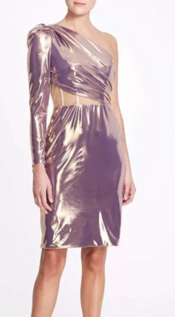 Marchesa Notte One Sleeve Irridescent Dress w Corset Bodice sz 10 $495 NWT! 2