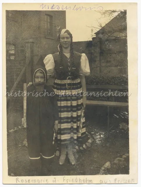 Colonia - Bambino & Ragazza IN Costume di Carnevale - Vecchia Foto 1920er