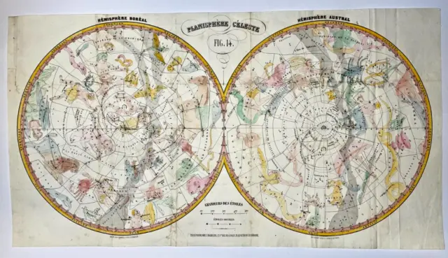 Celestial World Map 19Th Century Dezobry Large Antique Map