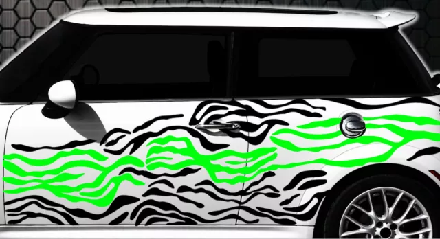  HR-WERBEDESIGN Autocollant de voiture Hexagon Pixel Cyber  Camouflage XXL Set d'autocollants pour voiture Tuning Sticker mural 0