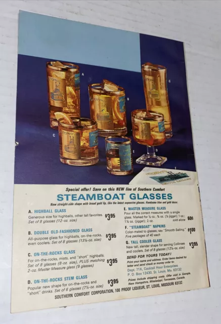 VTG 1970s Beachcombers Barguide Tiki Bar Decor Steamboat Glasses AD MCM Prop 3