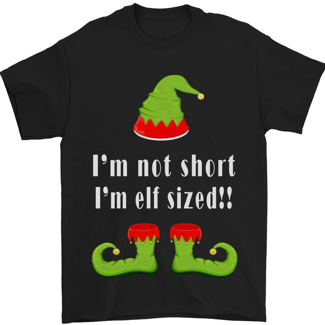 T-shirt da uomo I'm Not Short I'm Elf taglia divertente 100% cotone