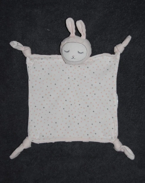 Doudou Lapin Plat Rose VERT BAUDET Blanc Pois Couleur Etoile Relief Au Dos  TTBE