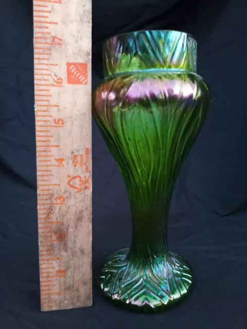 Antique Loetz Austrian Art Glass iridescent vase approx 7" no chips unsigned