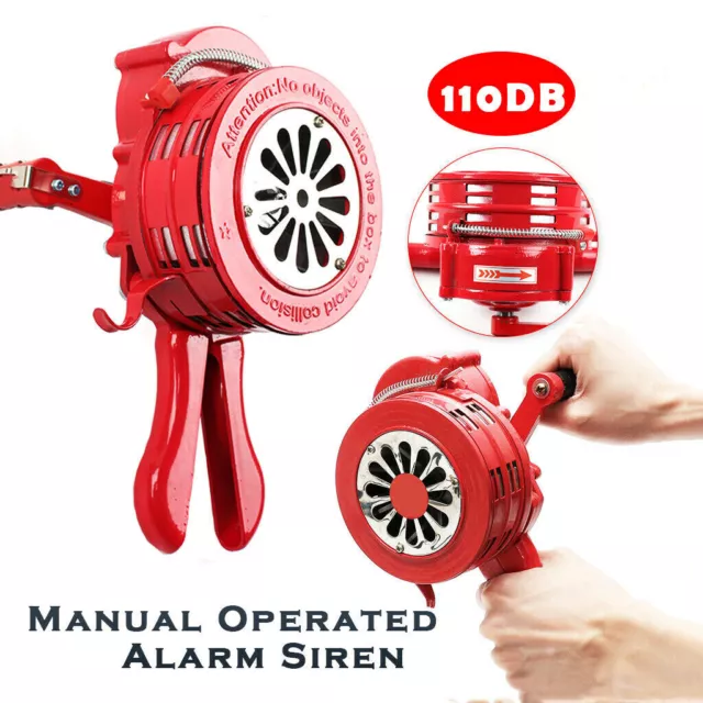 Manual Hand Crank Air Raid Alarm Bell Handheld Safety Emergency Siren Horn 110dB