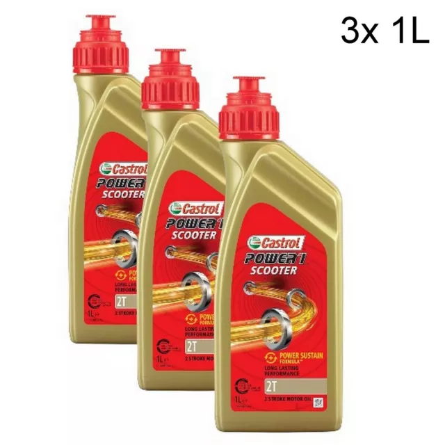 3x 1L Castrol Power 1. 2T 2 Takt ÖL SCOOTER Motoröl  API TC+ ISO-L-EGD JASO FD