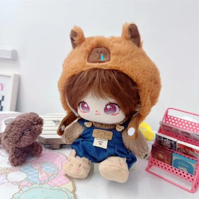 Plush Doll Head Cover Sweater Suspender Pants for 20cm Cotton Doll Cloth❀