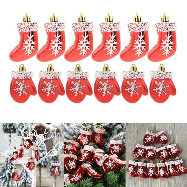 Chaussettes brillantes de fête gants ornements pour décoration de Noël 6 piè