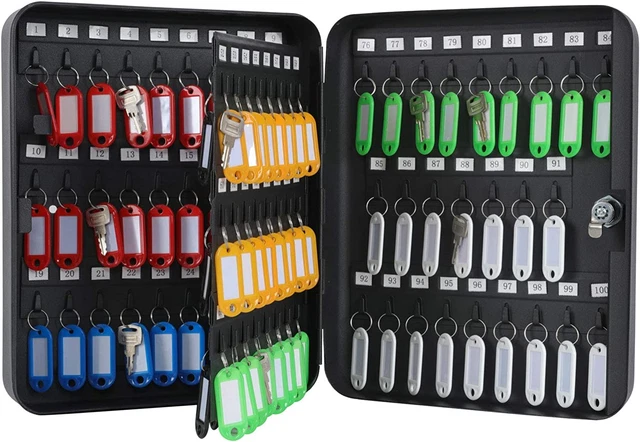 Key Cabinet Wall Mount Locking Key Organizer100 Key Hooks Lock Box Tag Keys