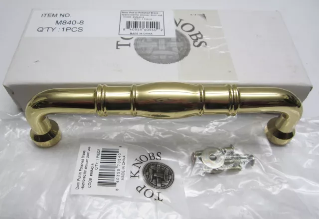 NEW Top Knobs NORMANDY 8" c-c HANDLE APPLIANCE DOOR PULL, Polished Brass Finish