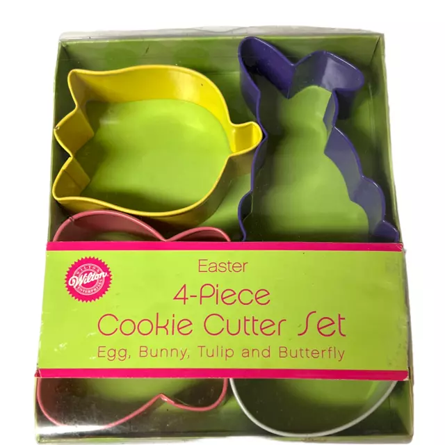 Wilton Easter Cookie Cutter Set of 4 Egg Bunny Tulip Butterfly Metal 2308-1045