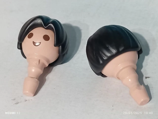 Lot De 2 Têtes Playmobil Avec Perruques Blondes Et Grises - Pièces Détachées Occasion - Thème Cuisinier
