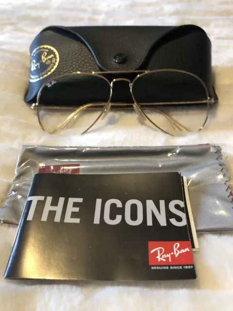 Ray Ban Aviator RB 3025, gold frame, clear lenses