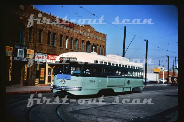 R DUPLICATE SLIDE - LATL Los Angeles 3164 PCC Trolley Scene