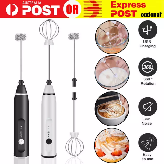 USB Rechargeable Electric Egg Beater Milk Coffee Frother Drink Foamer Mixer Tool