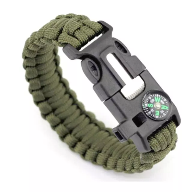 Survival Paracord Bracelet | Survival Kit Fire Starter | Compass, Whistle, Ferro