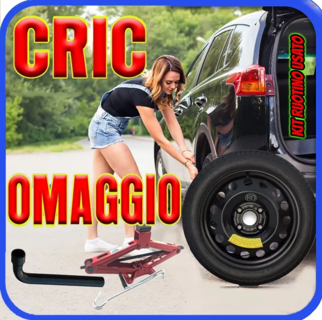 Ruotino Di Scorta 4Fori Misura Da 15 Per Fiat Panda Con Kit Cric Crick + Chiave