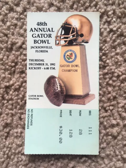 1992 48th Gator Bowl NC State vs Florida Gators NCAA Football Ticket Stub