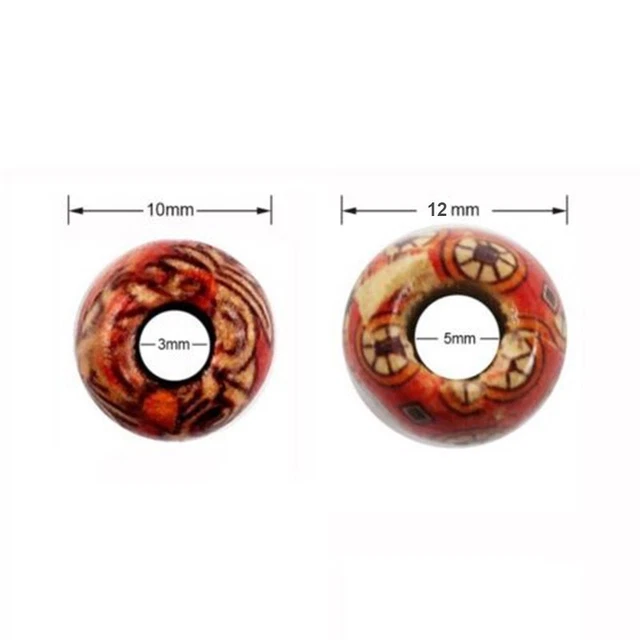 Holzperlen Bastelholz Großlochperle DIY Bunter Schmuck, 10/12mm 100 Stück