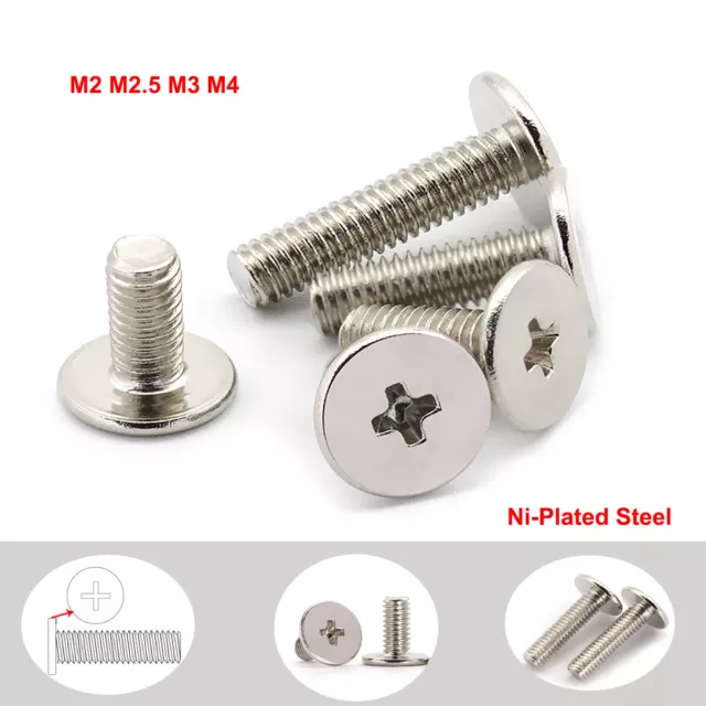 M2 M2.5 M3 M4 Low Wafer Head Phillips Machine Screw Bolts Ni Plated Steel