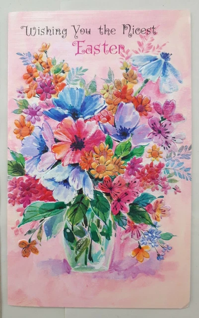 6 x Vintage 1950s/ 1960s (Used) EASTER Greetings Cards. FLOWERS Graphics/ Crafts 2