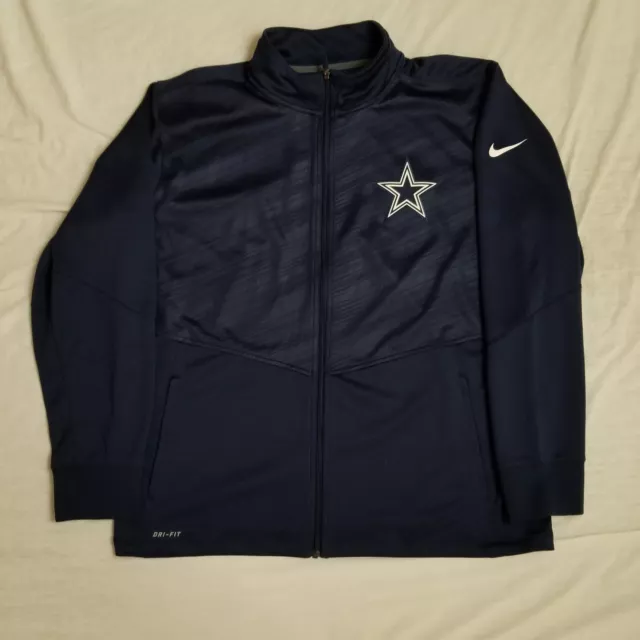 Nike Dallas Cowboys Jacket Sweatshirt Full Zip Dri Fit Blue Men's Size 2XL XXL