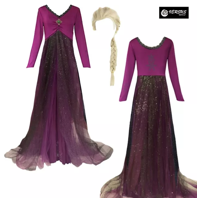 Frozen 2 Elsa Vestido Violeta Disfraz de Mujer Carnaval Niña Cosplay FROWOM05