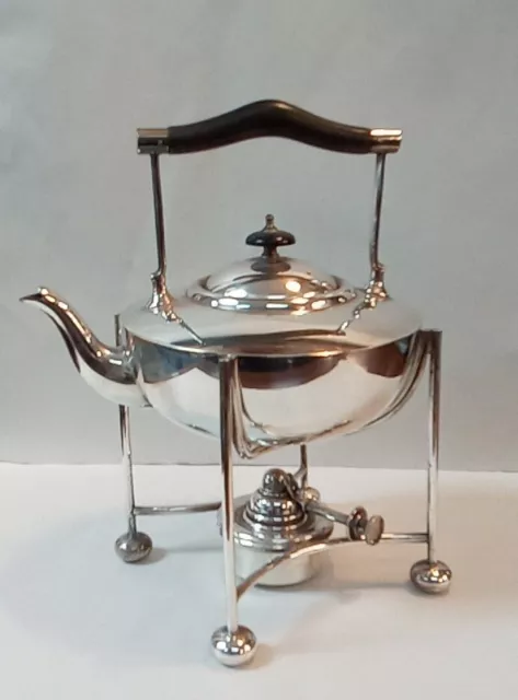 Art Deco Teapot Kettle With Spirit Warmer