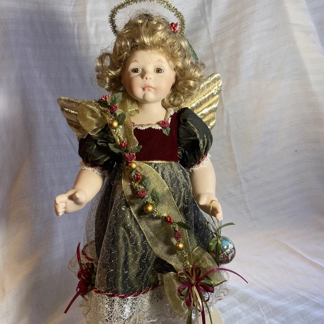Franklin Heirloom "ANGELICA" Faberge Christmas Angel Doll. 15" Porcelain w/COA