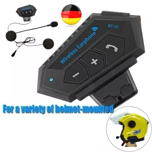 Motorrad Helm Bluetooth.Headset Kopfhörer Schwarz BT-12 DE NEU