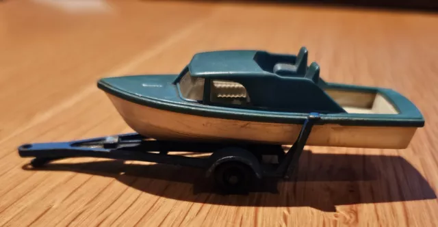 Made In England by Lesney Vintage Boat With Trailer "Matchbox" Series No 9.