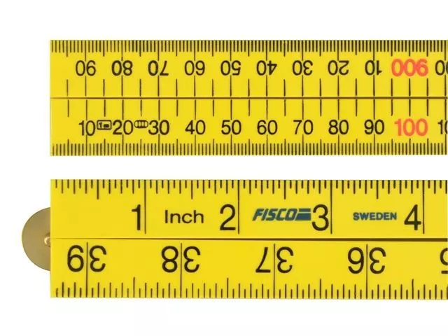 Fisco XFY1ME Yellow ABS Nylon Folding Measuring Rule 1 Metre 1M 3ft 39" 201312