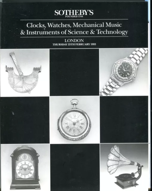 Sothebys Auction Catalog Feb 25 1993 Clocks Watches Mechanical Music Instruments