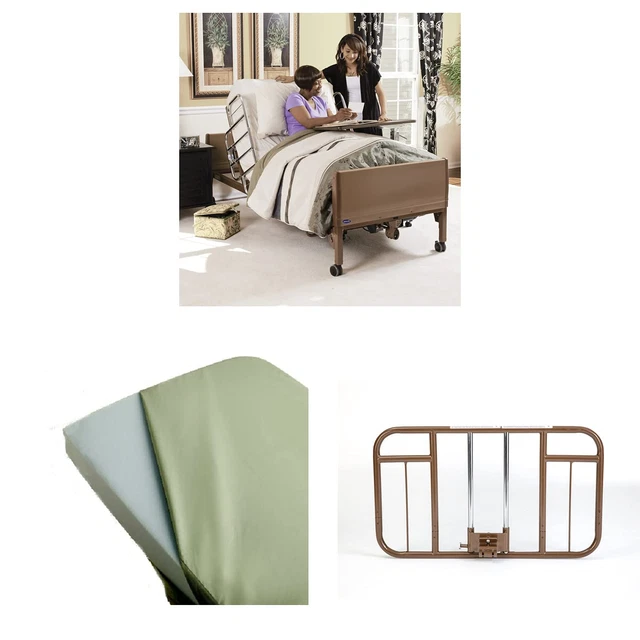 Homecare Bed Bundle | Foam Mattress & Half Length Rails | Full-Electric Hospital