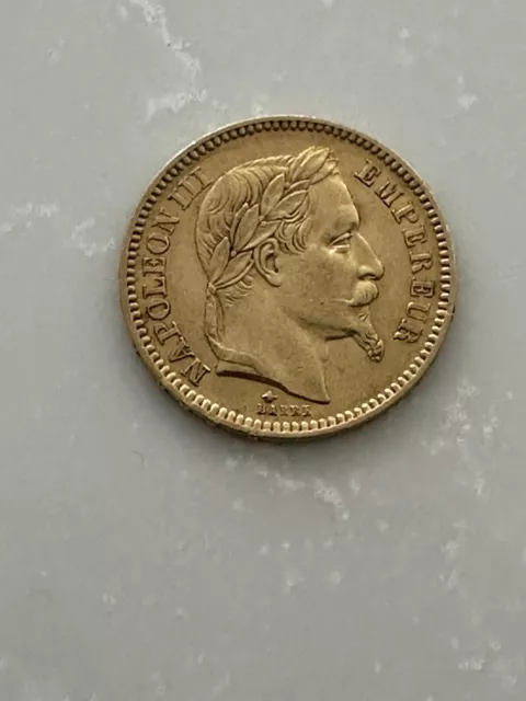 1861 France Gold Coin 20 Francs Napoleon III Laureate Avg
