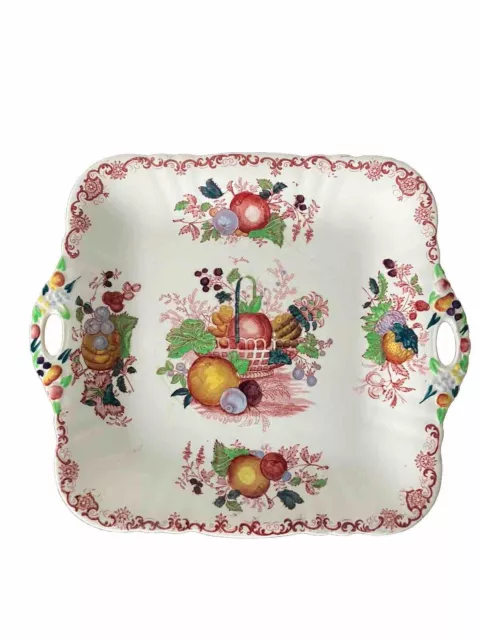 Mason's Ironstone Fruit Basket Handled Plate Country Chic Vintage Table Ware