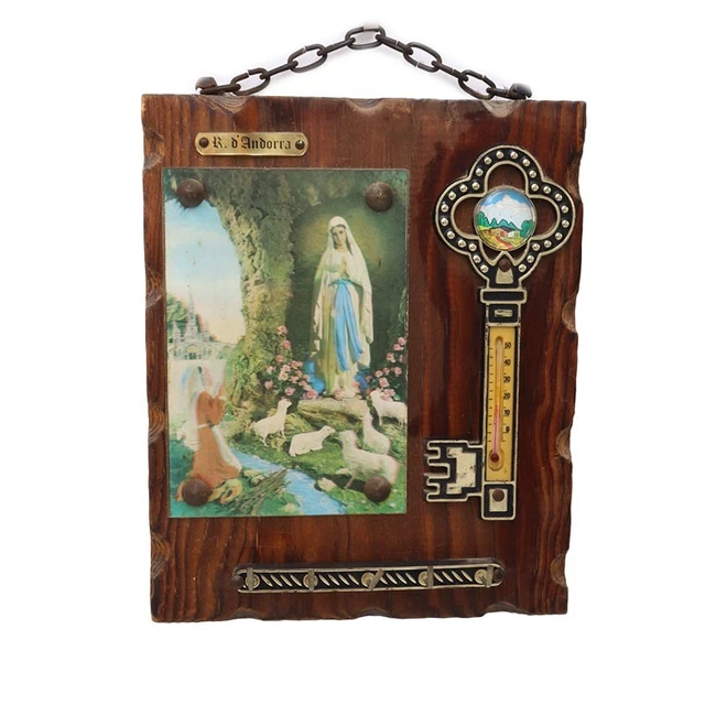 ANTIQUE KEY HOLDER Keys Chain Keychain Thermometer Wall Mount Lady